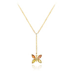 Afbeelding in Gallery-weergave laden, Gouden vlinder collier met saffier en diamant
